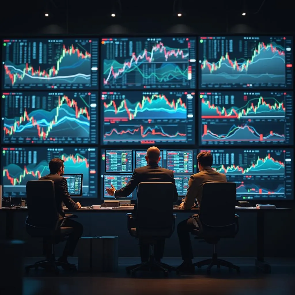 Equipo realizando análisis de mercado financiero