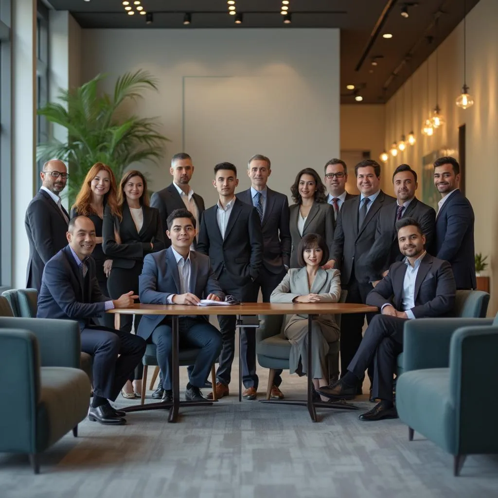 Equipo de consultores financieros en oficina moderna